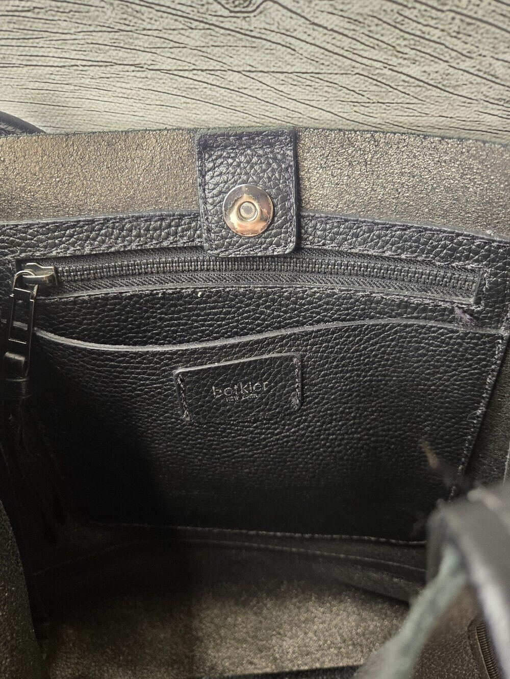 Botkier Soho Unique Zip Accent Black Pebbled Leather Shoulder Tote Bag Large - Picture 8 of 15